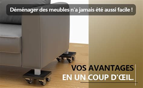 roulettes pour meuble lourd amazon|ONEON Kit de Deplace Meuble Lourd & Leve Meuble sans Effort.